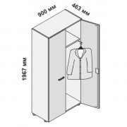 Шкаф-гардеробная с замком с перекладиной для одежды