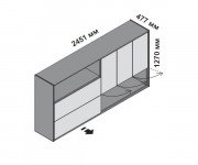 Монолитный шкаф с 3 дверцами и 2 ящиками, высота 127 см